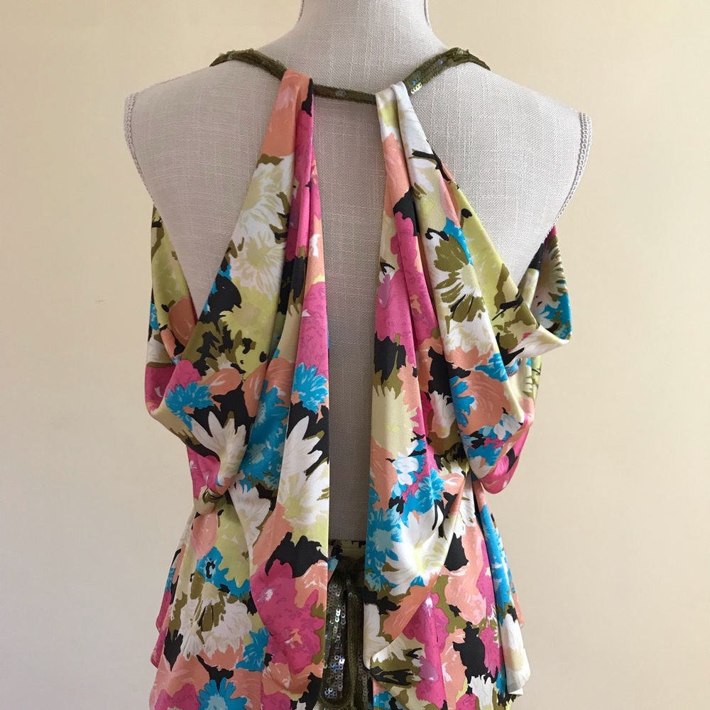 NWT Yigal Azrouel Silk Vintage Y2K 2-Piece Floral Halter Top Skirt SAKS 5th Tags